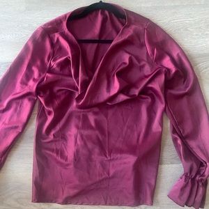 Shein Maroon Silky Blouse